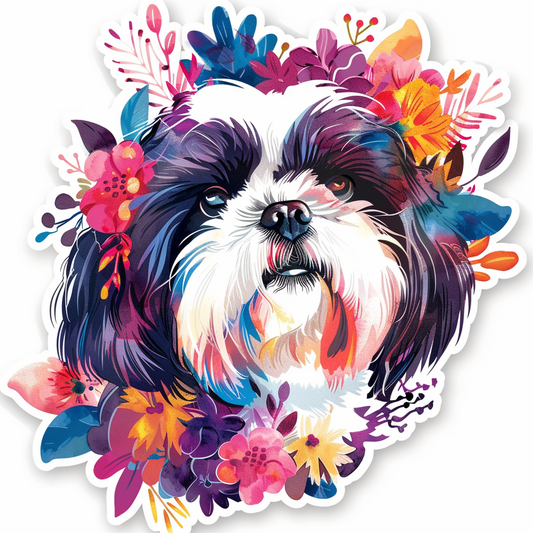 Adorable Shih Tzu Dog Expressive surreal Vinyl Decal Sticker for Car, Laptop, Tumbler and more # F018391