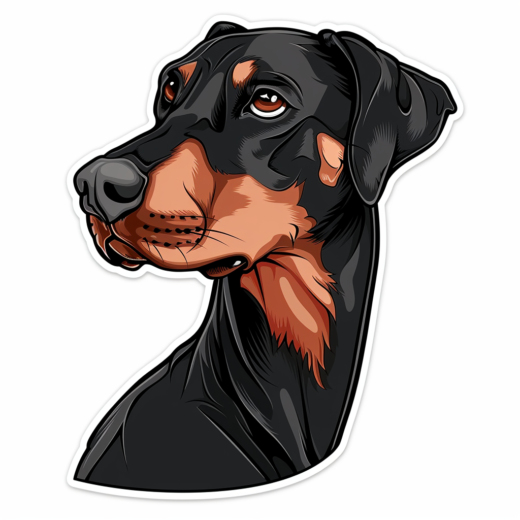 Doberman Pinscher Dog majestic Expressive surreal Vinyl Decal Sticker for Car, Laptop, Tumbler and more # F019324