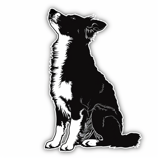 Border Collie Dog majestic Expressive surreal Vinyl Decal Sticker for Car, Laptop, Tumbler and more # F021728-4" x 4"