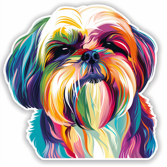 Adorable Shih Tzu Dog Expressive surreal Vinyl Decal Sticker for Car, Laptop, Tumbler and more # F018536