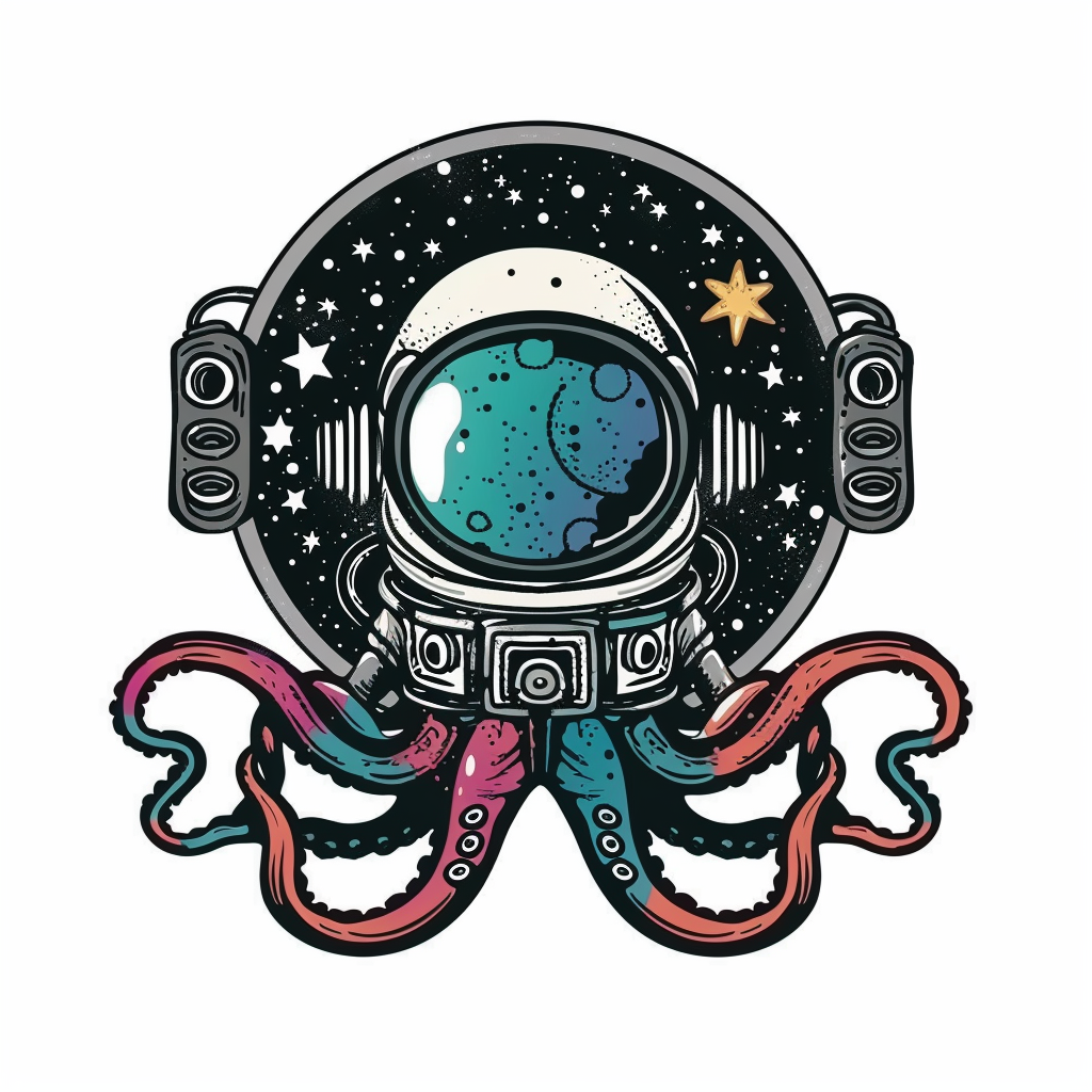 Sticker of an Octopus astronaut majestic Expressive surreal Vinyl Decal Sticker for Car, Laptop, Tumbler and more # F015429