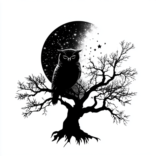 Owl Moon and Stars Vinyl Decal Sticker for Car, Laptop, Tumbler and more # F025776