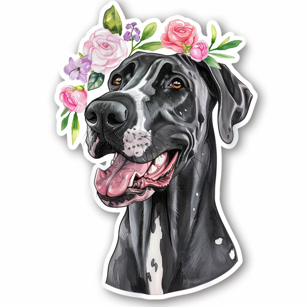 Great Dane Dog Expressive surreal Vinyl Decal Sticker for Car, Laptop, Tumbler and more # F022871
