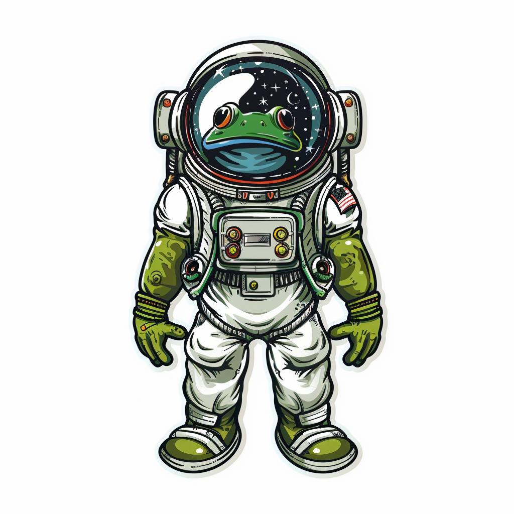 Sticker of a Frog astronaut majestic Expressive surreal Vinyl Decal Sticker for Car, Laptop, Tumbler and more # F016815