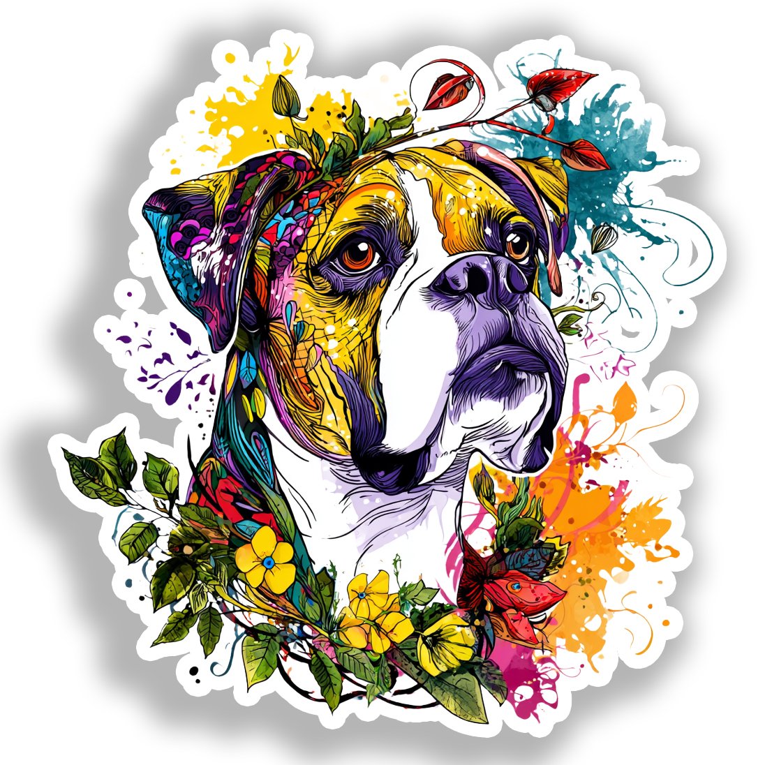 Boxer Dog Vinyl Decal Sticker for Car, Laptop, Tumbler and more # A018959-4" x 4"