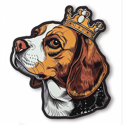 Beagle dog crowned Vinyl Decal Sticker for Car, Laptop, Tumbler and more # F011882