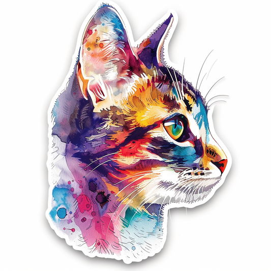 American Shorthair Cat majestic Expressive surreal Vinyl Decal Sticker for Car, Laptop, Tumbler and more # F019864-4" x 4"