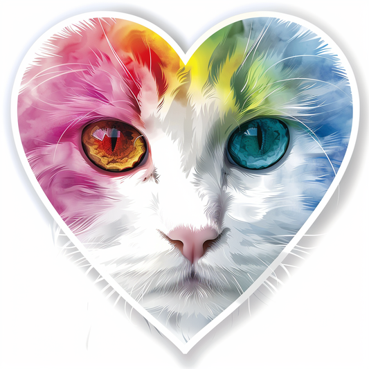 Adorable Turkish Angora Cat  Vinyl Decal Sticker for Car, Laptop, Tumbler and more # F020947-4" x 4"