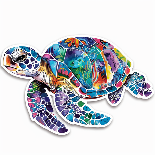 Sticker of a turtle majestic Expressive surreal Vinyl Decal Sticker for Car, Laptop, Tumbler and more # F022029