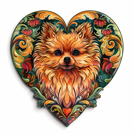 Sticker of a Pomeranian Dog majestic Expressive surreal Heartcore Vinyl Decal Sticker for Car, Laptop, Tumbler and more # F014081