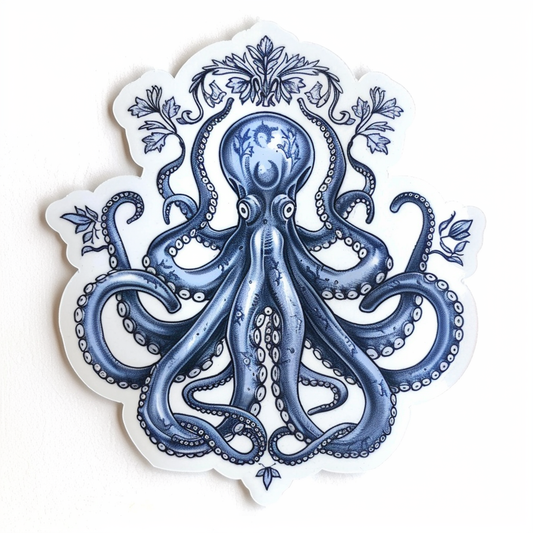 Sticker of a Octopus heartcore majestic Expressive surreal Vinyl Decal Sticker for Car, Laptop, Tumbler and more # F015761