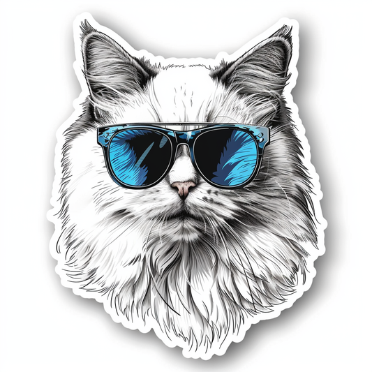 Adorable Turkish Angora Cat  Vinyl Decal Sticker for Car, Laptop, Tumbler and more # F020786-4" x 4"
