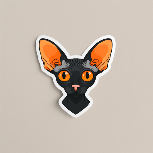 Adorable Cornish Rex Cat Expressive surreal Vinyl Decal Sticker for Car, Laptop, Tumbler and more # F021535-4" x 4"