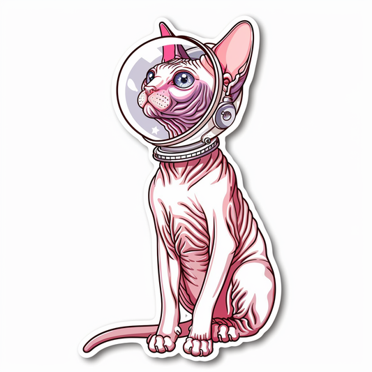 Adorable Cornish Rex Cat Expressive surreal Vinyl Decal Sticker for Car, Laptop, Tumbler and more # F021617-4" x 4"