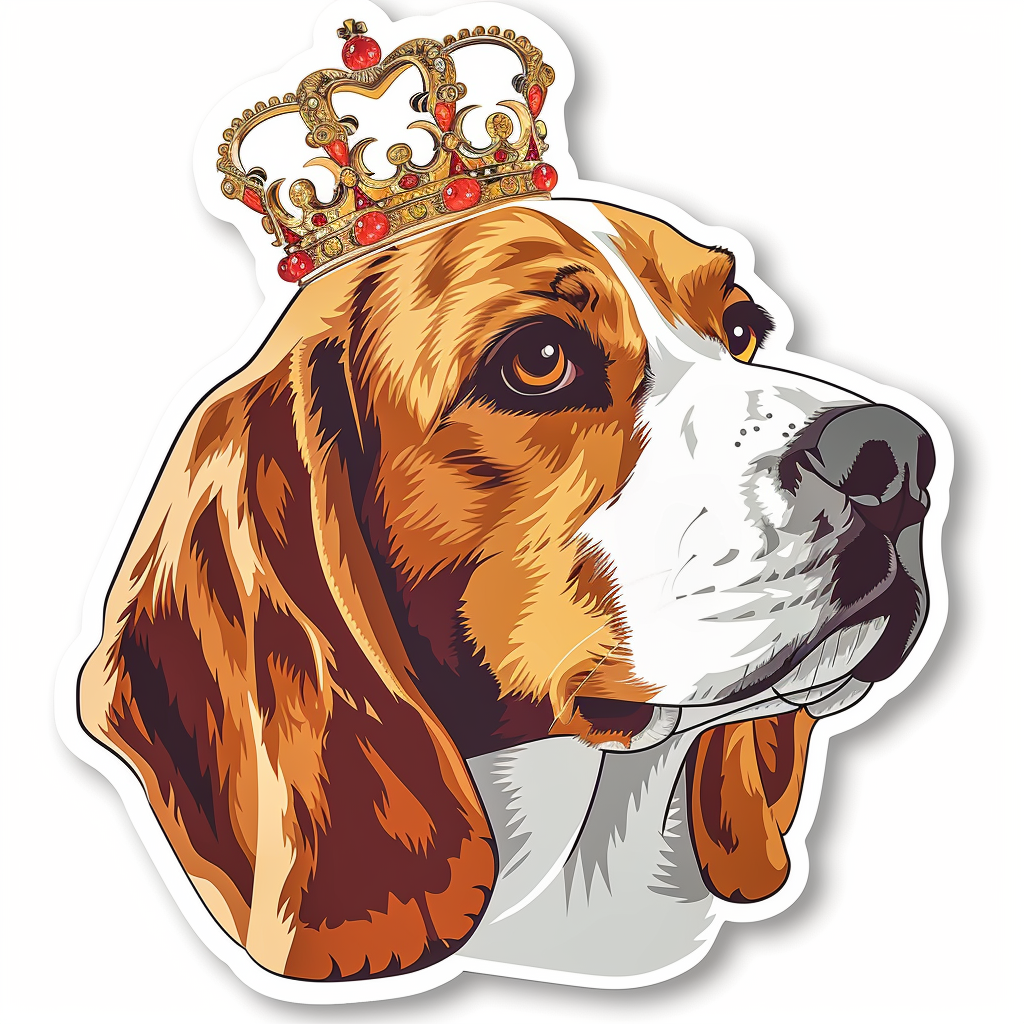 Beagle dog crowned Vinyl Decal Sticker for Car, Laptop, Tumbler and more # F011917