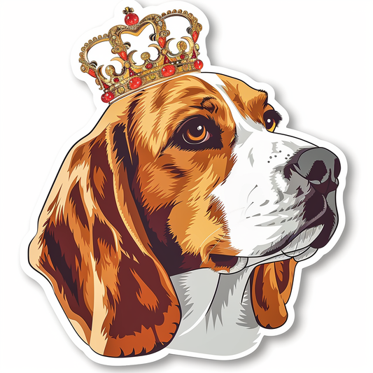 Beagle dog crowned Vinyl Decal Sticker for Car, Laptop, Tumbler and more # F011917