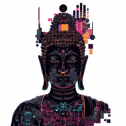 Buddha cyber punk majestic Expressive surreal Vinyl Decal Sticker for Car, Laptop, Tumbler and more # F017015