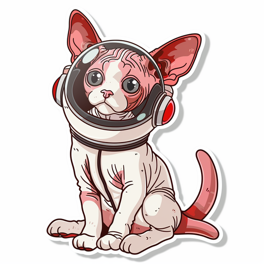 Adorable Cornish Rex Cat Expressive surreal Vinyl Decal Sticker for Car, Laptop, Tumbler and more # F021613-4" x 4"