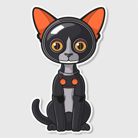 Adorable Cornish Rex Cat Expressive surreal Vinyl Decal Sticker for Car, Laptop, Tumbler and more # F021619-4" x 4"