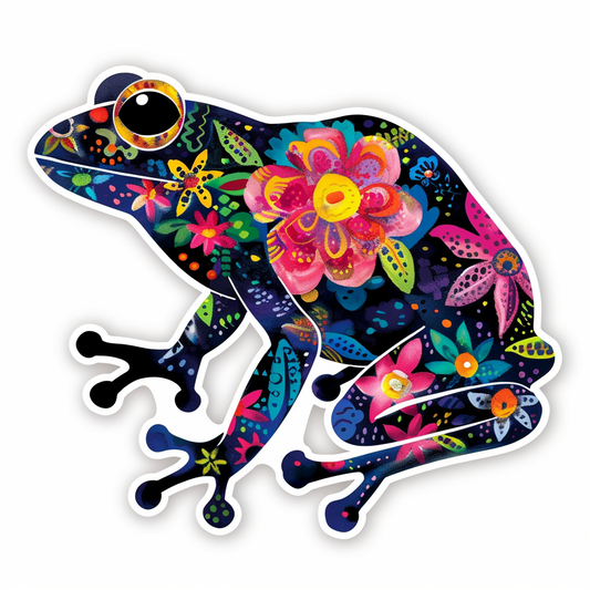 Sticker of a Frog floral majestic Expressive surreal Vinyl Decal Sticker for Car, Laptop, Tumbler and more # F016641