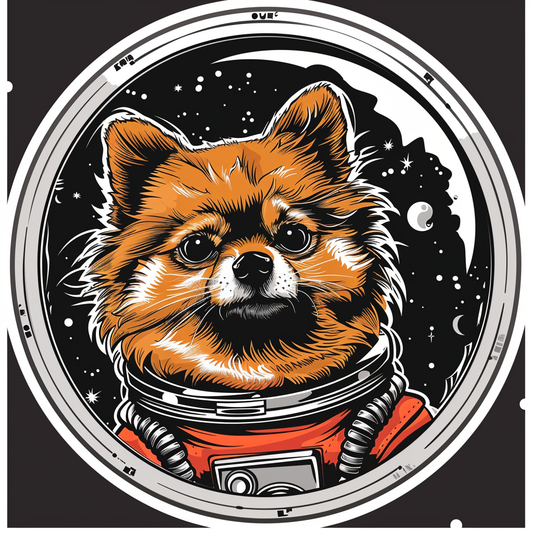 Sticker of a Pomeranian Dog astronaut majestic Expressive surreal Vinyl Decal Sticker for Car, Laptop, Tumbler and more # F013878