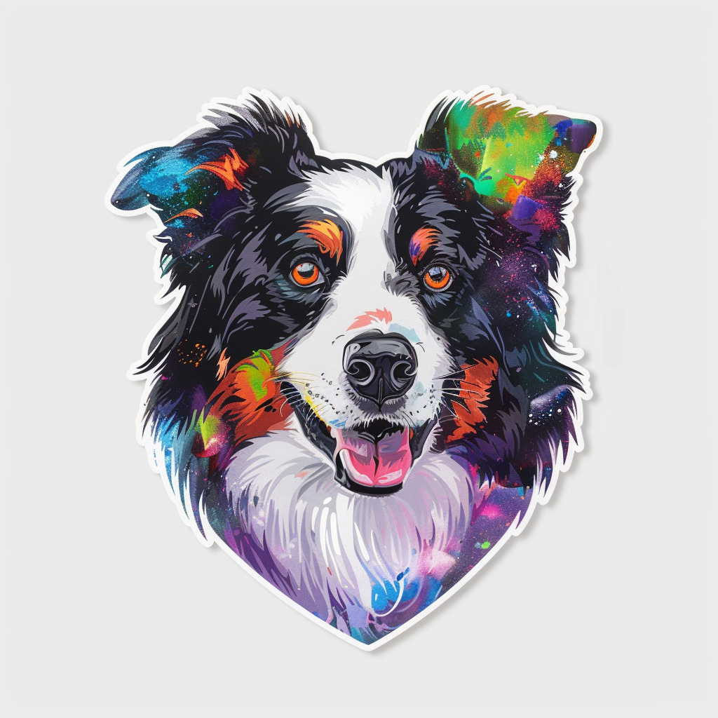 Sticker of a Border Collie Dog majestic Expressive surreal Vinyl Decal Sticker for Car, Laptop, Tumbler and more # F021882