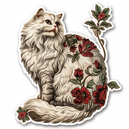 Sticker of a Persian Cat Expressive surreal Vinyl Decal Sticker for Car, Laptop, Tumbler and more # F016317