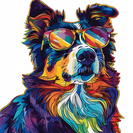 Border Collie Dog majestic Expressive surreal Vinyl Decal Sticker for Car, Laptop, Tumbler and more # F021699-4" x 4"