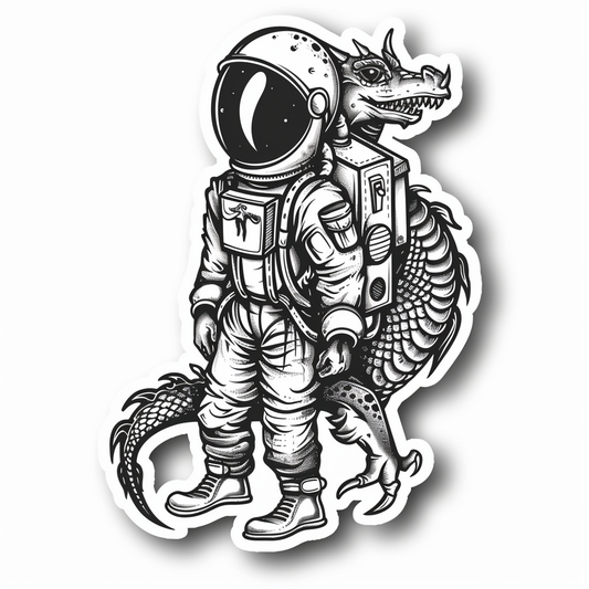 Dragon astronaut majestic Expressive surreal Vinyl Decal Sticker for Car, Laptop, Tumbler and more # F019009