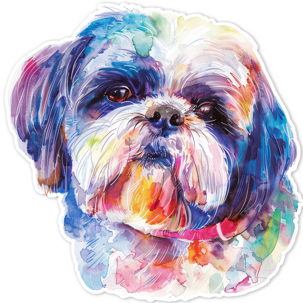 Adorable Shih Tzu Dog Expressive surreal Vinyl Decal Sticker for Car, Laptop, Tumbler and more # F018528