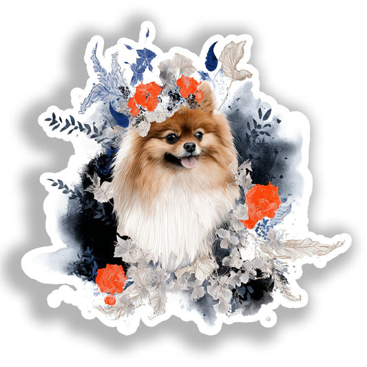 Pomeranian Dog Vinyl Decal Sticker for Car, Laptop, Tumbler and more # A017398-4" x 4"
