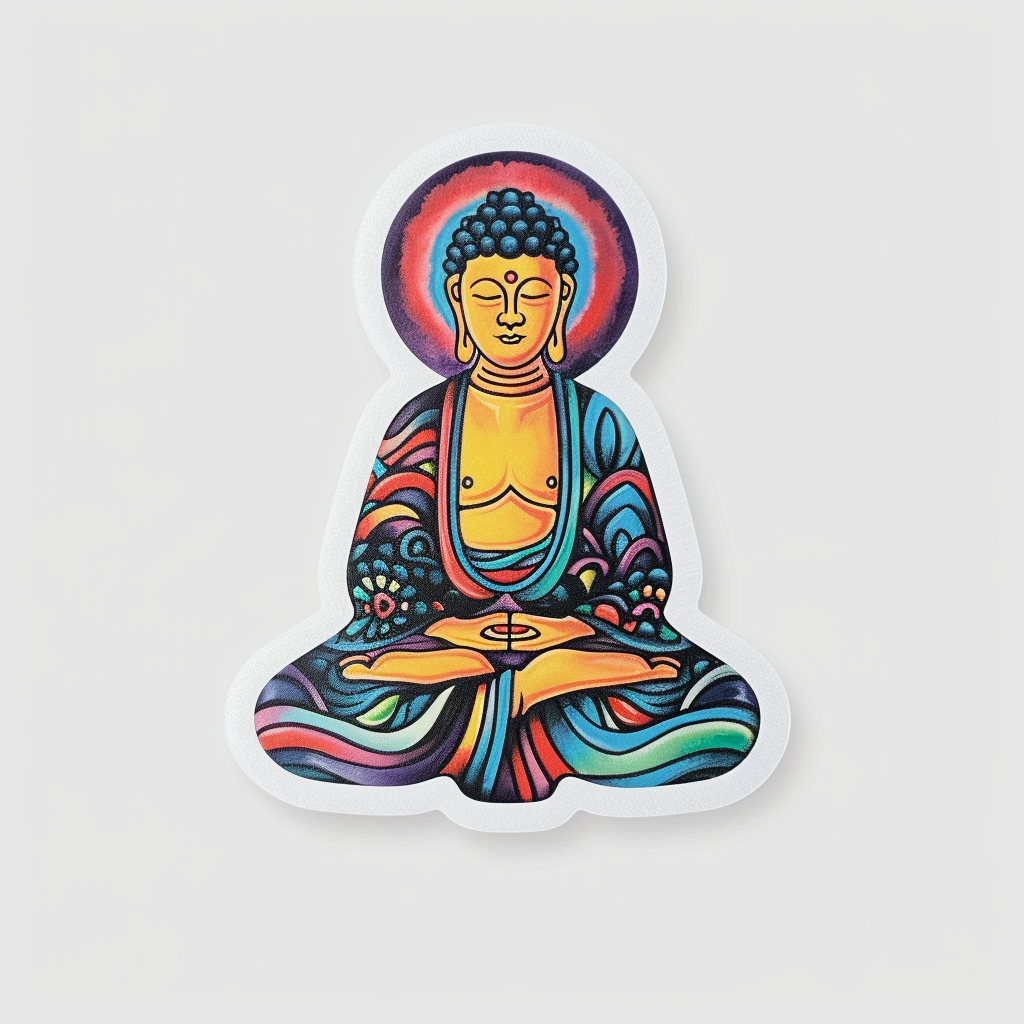 Buddha cartoon majestic Expressive surreal Vinyl Decal Sticker for Car, Laptop, Tumbler and more # F017135