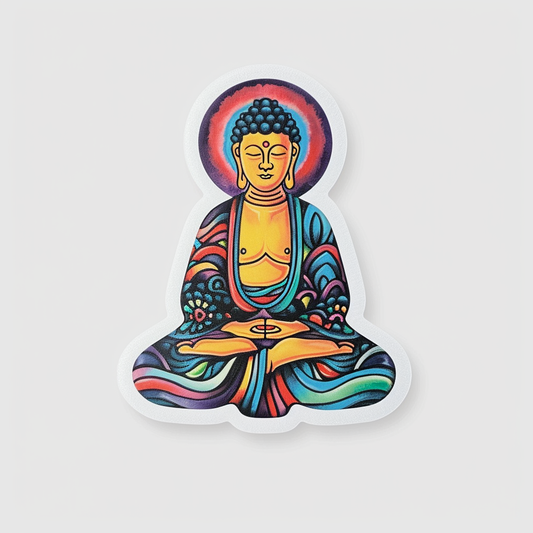 Buddha cartoon majestic Expressive surreal Vinyl Decal Sticker for Car, Laptop, Tumbler and more # F017135