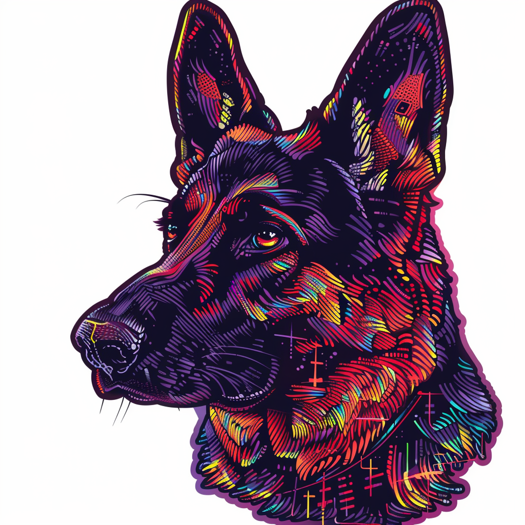 German Shepherd Dog cyber punk Vinyl Decal Sticker for Car, Laptop, Tumbler and more # F011531