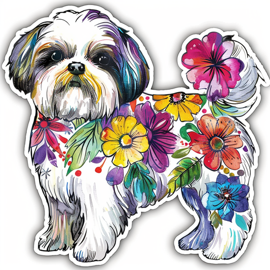 Adorable Shih Tzu Dog Expressive surreal Vinyl Decal Sticker for Car, Laptop, Tumbler and more # F018343