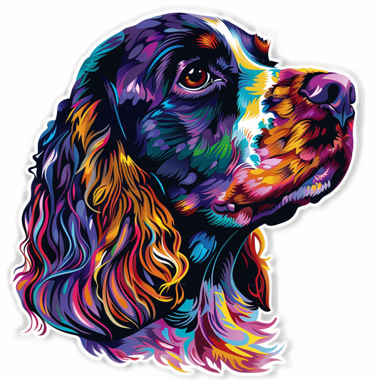 Cocker Spaniel Dog majestic Expressive surreal Vinyl Decal Sticker for Car, Laptop, Tumbler and more # F020045-4" x 4"