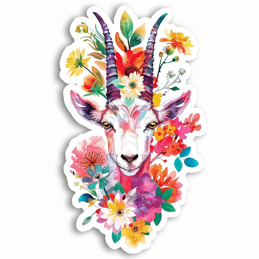 Goat majestic Expressive surreal Vinyl Decal Sticker for Car, Laptop, Tumbler and more # F020532-4" x 4"