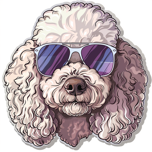 Poodle Dog wearing sunglasses Vinyl Decal Sticker for Car, Laptop, Tumbler and more # F012447