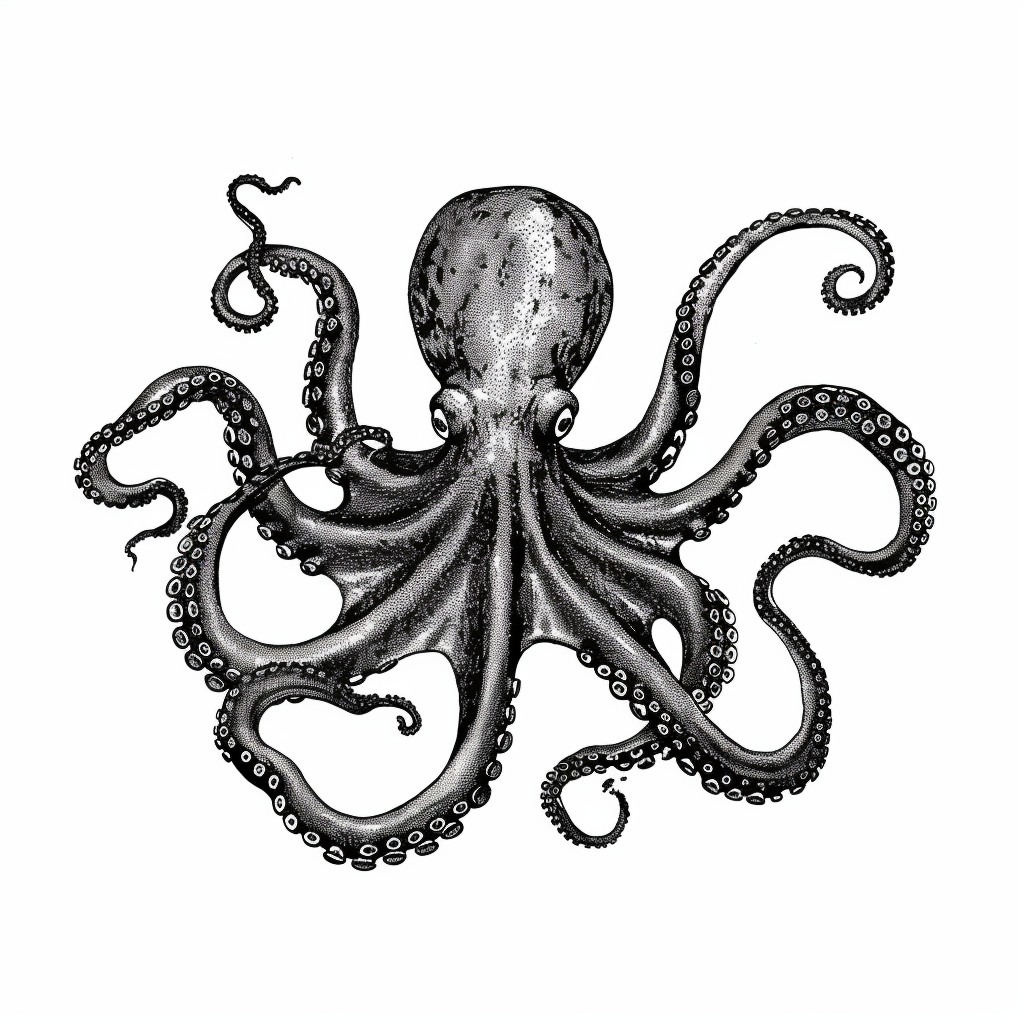 Sticker of a Octopus heartcore majestic Expressive surreal Vinyl Decal Sticker for Car, Laptop, Tumbler and more # F015470