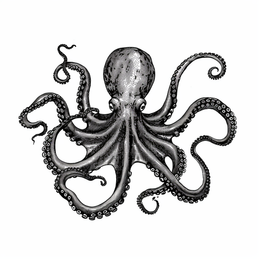 Sticker of a Octopus heartcore majestic Expressive surreal Vinyl Decal Sticker for Car, Laptop, Tumbler and more # F015470