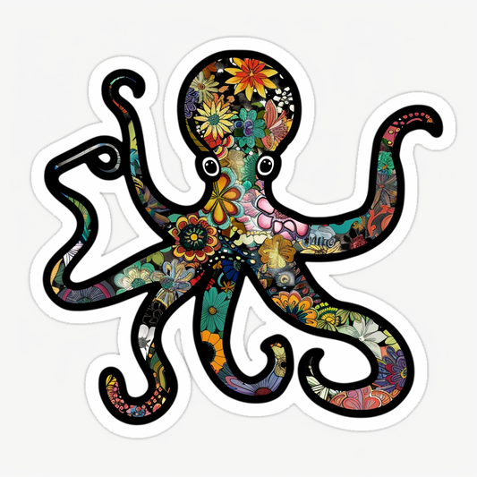 Octopus floral majestic Expressive surreal Vinyl Decal Sticker for Car, Laptop, Tumbler and more # F015578