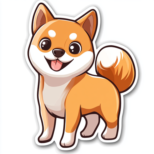Shiba Inu sticker cartoon style Expressive surreal Vinyl Decal Sticker for Car, Laptop, Tumbler and more # F025783