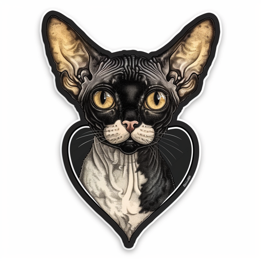 Adorable Cornish Rex Cat Expressive surreal Vinyl Decal Sticker for Car, Laptop, Tumbler and more # F021541-4" x 4"