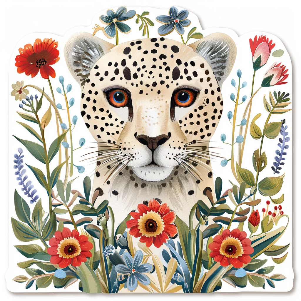 Leopard majestic Expressive surreal Vinyl Decal Sticker for Car, Laptop, Tumbler and more # F022462