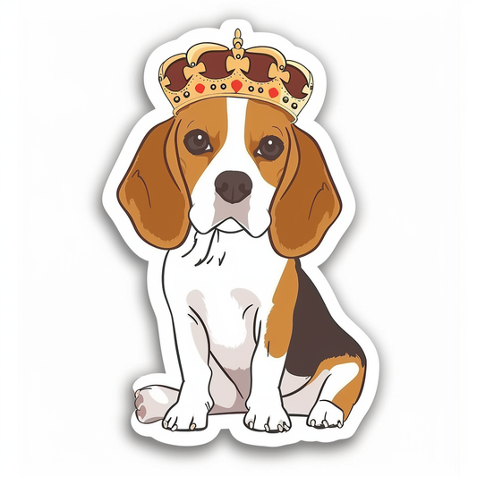 Beagle dog crowned Vinyl Decal Sticker for Car, Laptop, Tumbler and more # F011891