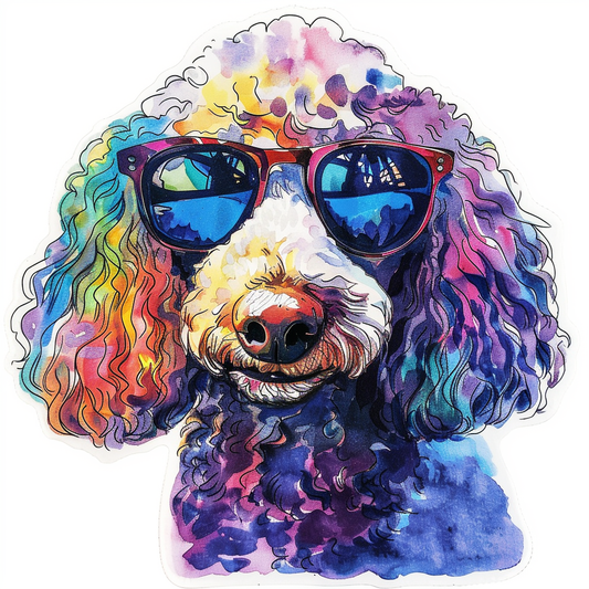 Poodle Dog wearing sunglasses Vinyl Decal Sticker for Car, Laptop, Tumbler and more # F012426