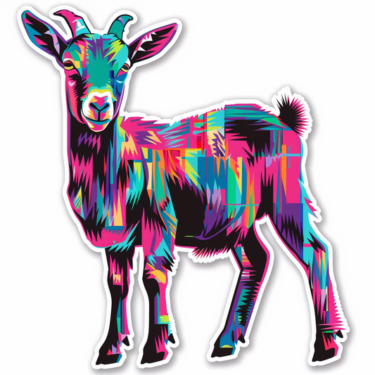 Goat cyber punk majestic Expressive surreal Vinyl Decal Sticker for Car, Laptop, Tumbler and more # F020579-4" x 4"