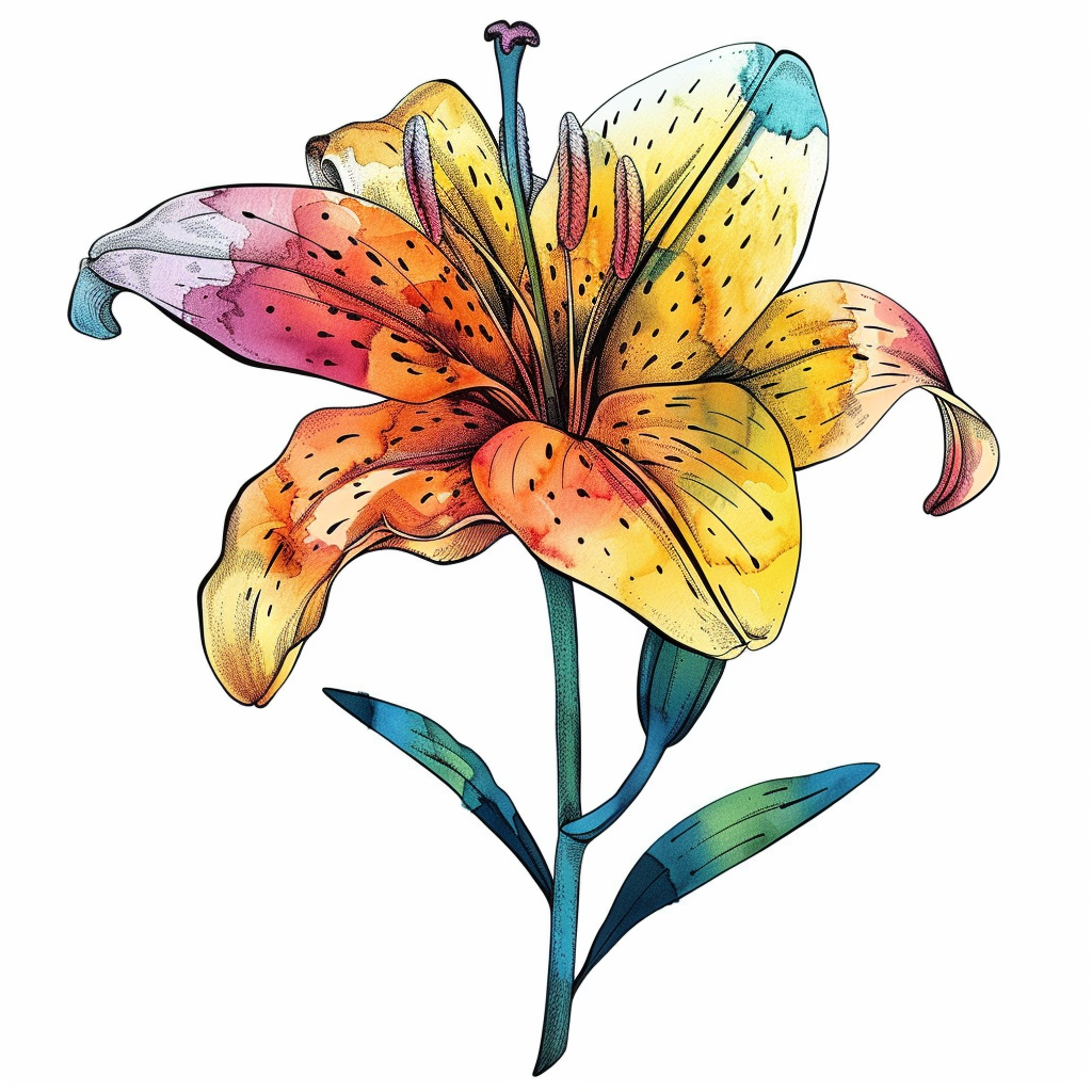 Lily flower majestic Expressive surreal Vinyl Decal Sticker for Car, Laptop, Tumbler and more # F023227
