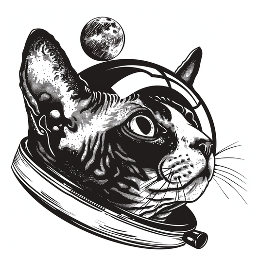 Adorable Cornish Rex Cat Expressive surreal Vinyl Decal Sticker for Car, Laptop, Tumbler and more # F021445-4" x 4"