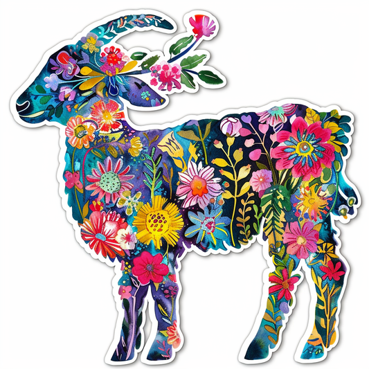 Goat majestic Expressive surreal Vinyl Decal Sticker for Car, Laptop, Tumbler and more # F020524-4" x 4"